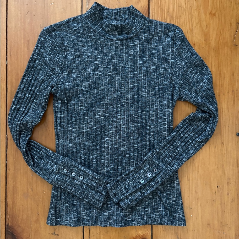 Evereve Michael Stars Charcoal Ribbed Knit Top
